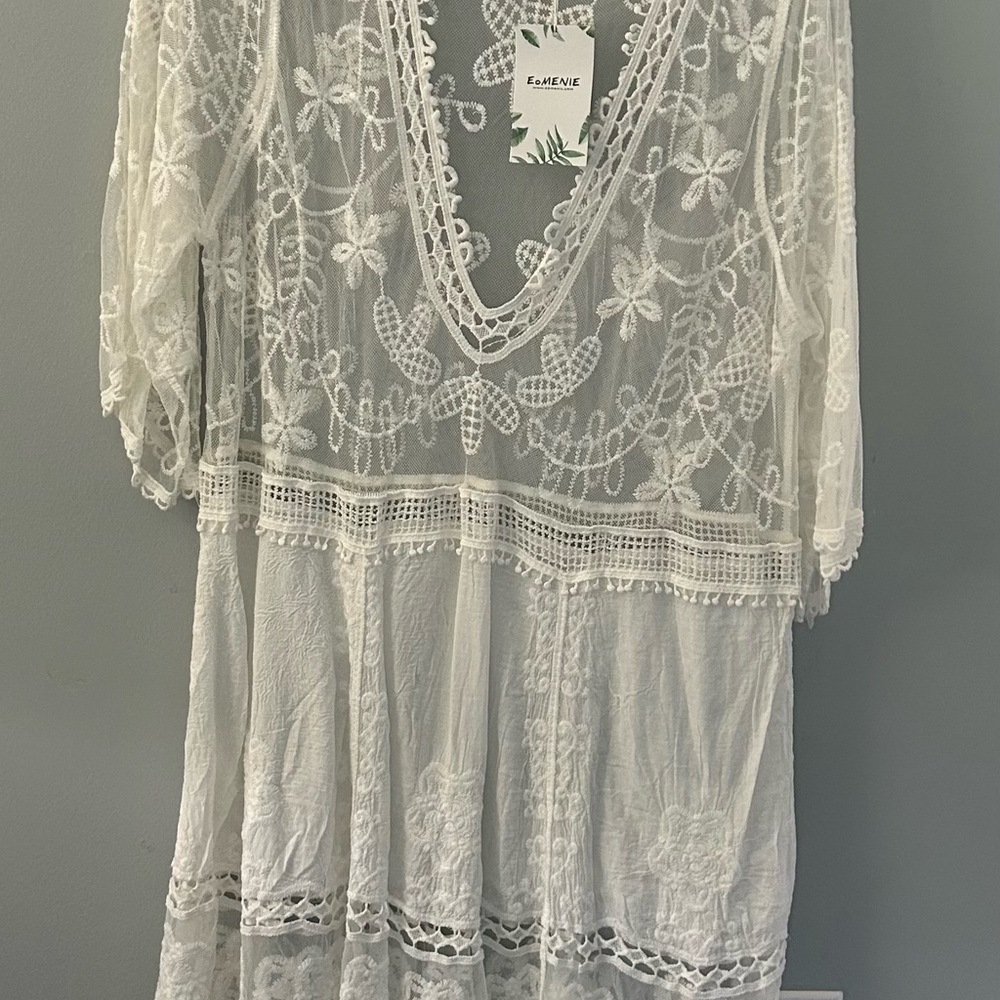 White Lace Embroidered Dress